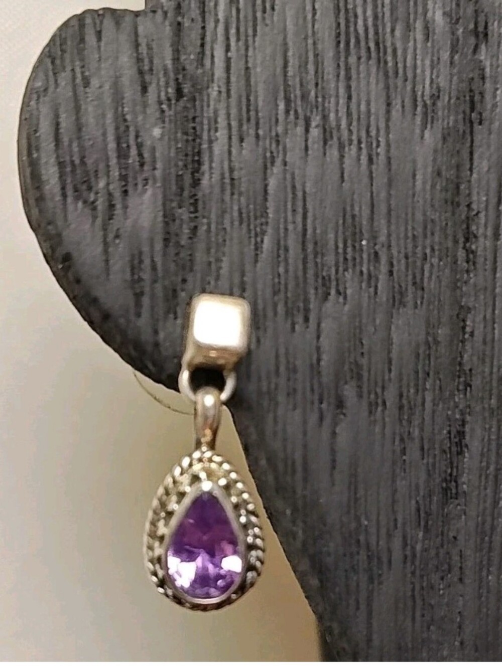 Vintage Dangle Pear Amethyst Sterling Silver Earrings Navajo Geneva Apachito 4g